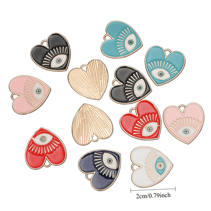 Evil Eye Heart Pendants Charms