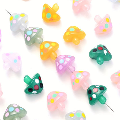 5PCS 17×19mm Luminous Mushroom Acrylic Bead Set