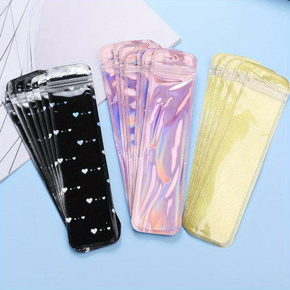 50/100-Piece Holographic Laser Resealable Packaging Bags