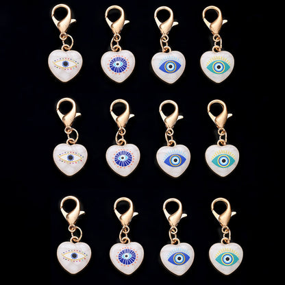 12PCS Blue & White Evil Eye Enamel Keychain Set