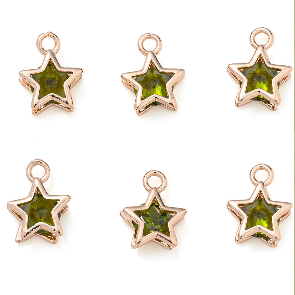 Rhinestone Star Copper Charms