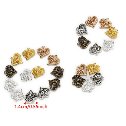 20PCS 14mm Alloy Heart Pendant Set