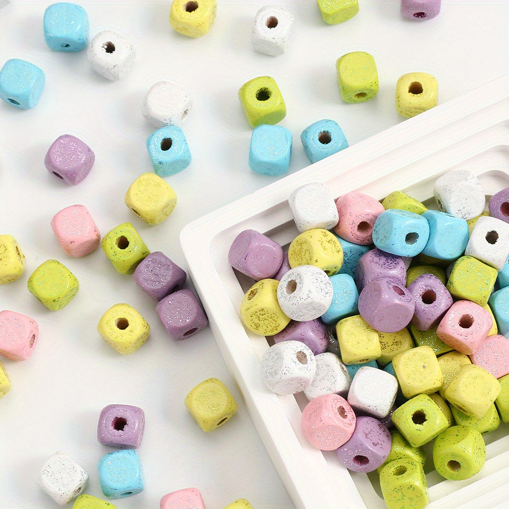 Sequined Square Wooden Beads