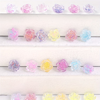 100PCS 7mm Luminous Rainbow Flower Acrylic Bead Set