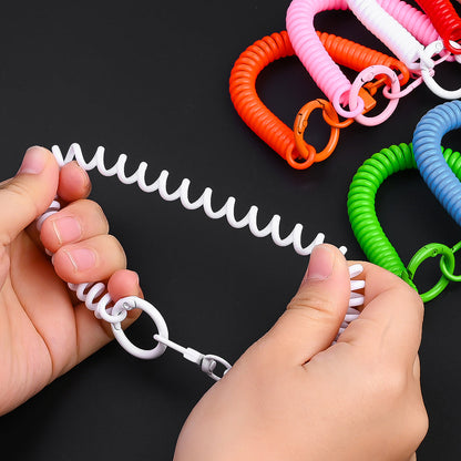 15PCS Retractable Double-Buckle Spiral Keychain Set