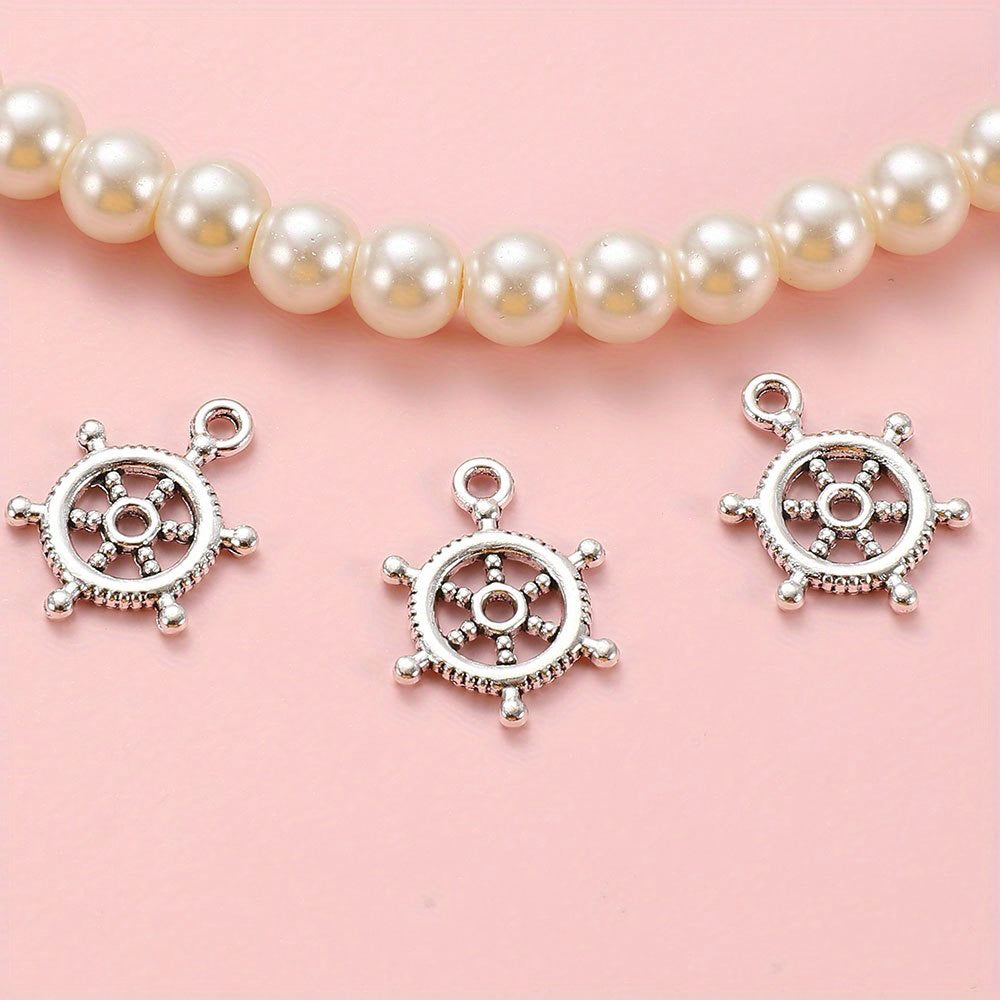 20PCS 15×20mm Silver-Tone Rudder Alloy Pendants