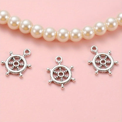 20PCS 15×20mm Silver-Tone Rudder Alloy Pendants