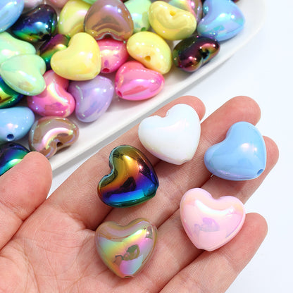AB Mixed Color Fat Heart Acrylic Beads