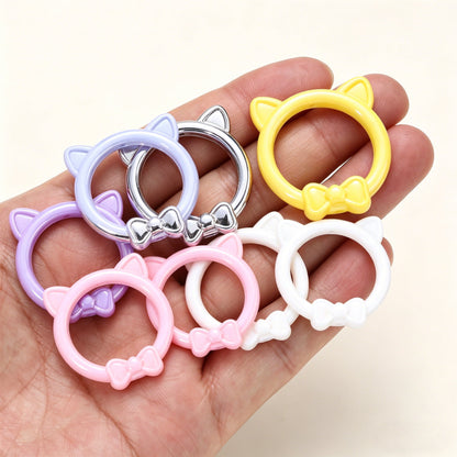 5PCS Acrylic Electroplated Cat Head Bow Bead Set