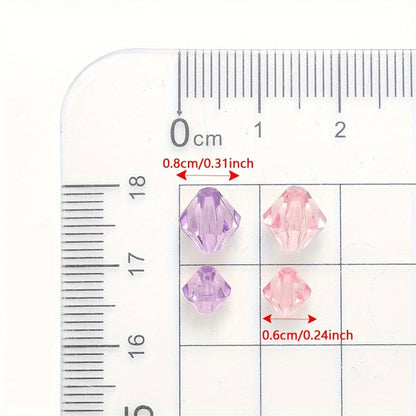 100/200PCS 6/8mm Diamond-Shaped Acrylic Bead Set
