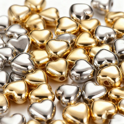 100PCS Gold & Silver Heart CCB Bead Set