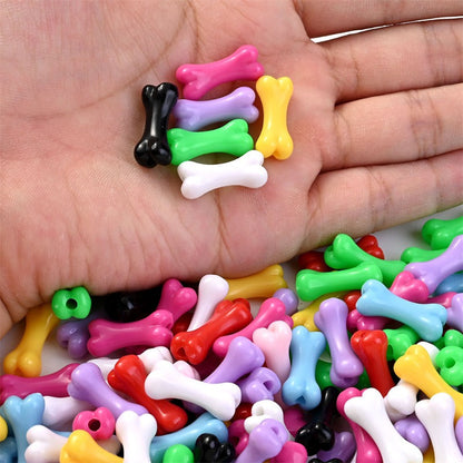 50pcs/set 9x20mm Colorful Bone-Shaped Acrylic Beads