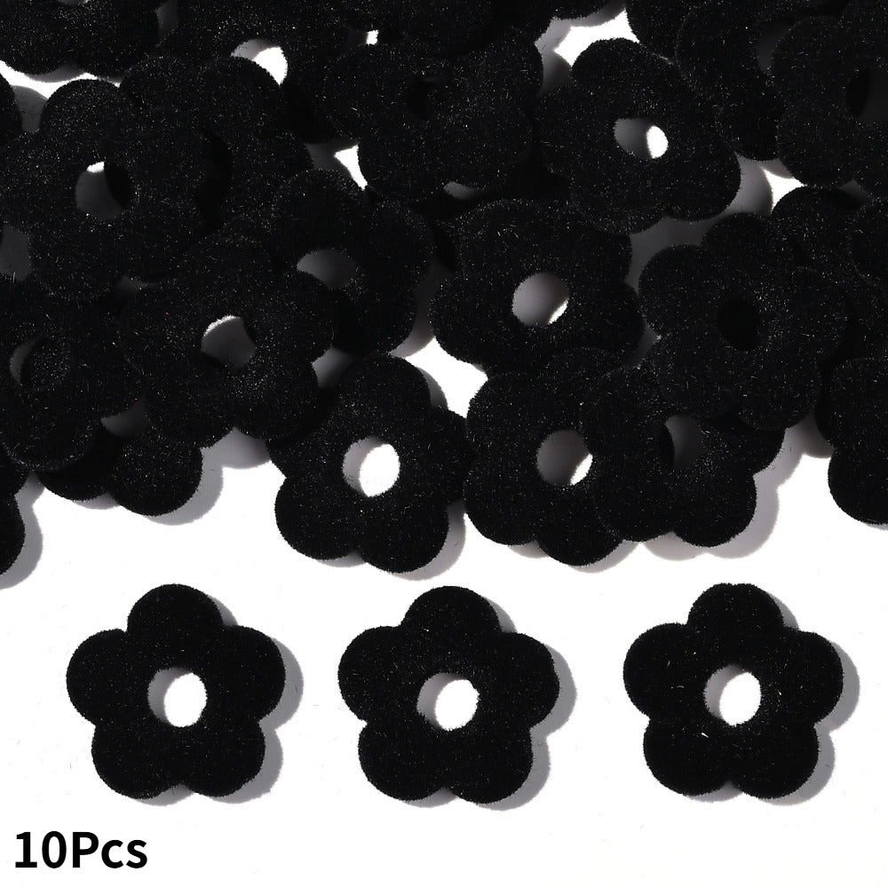 Flocked Flower Resin Beads