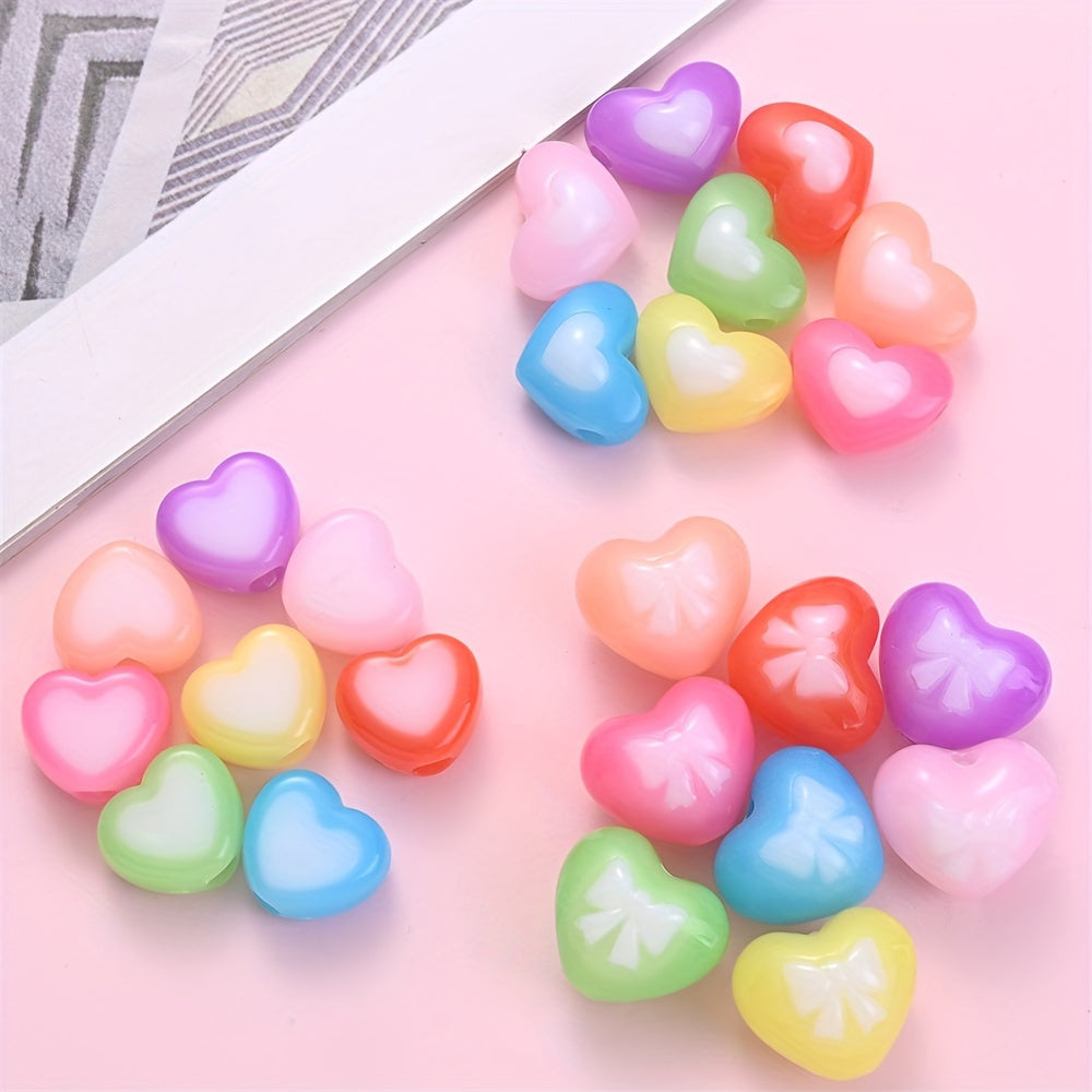 Heart Bow Pattern Acrylic Beads