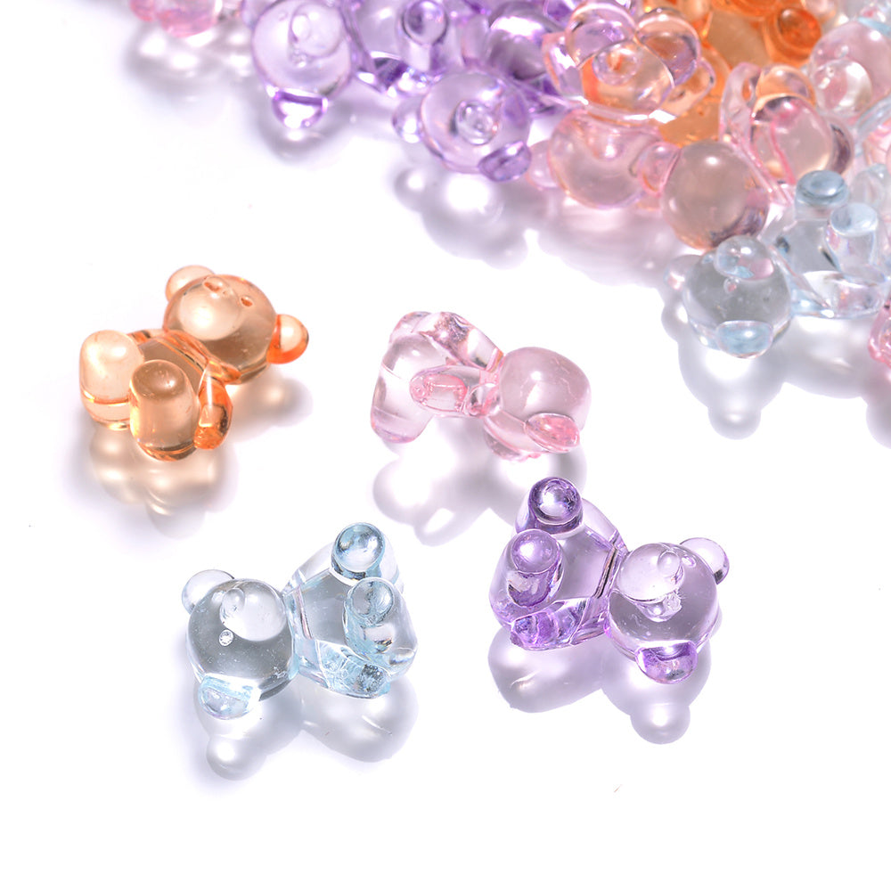10/20pcs 10x18mm Acrylic Clear Small Bear Shaped Beads