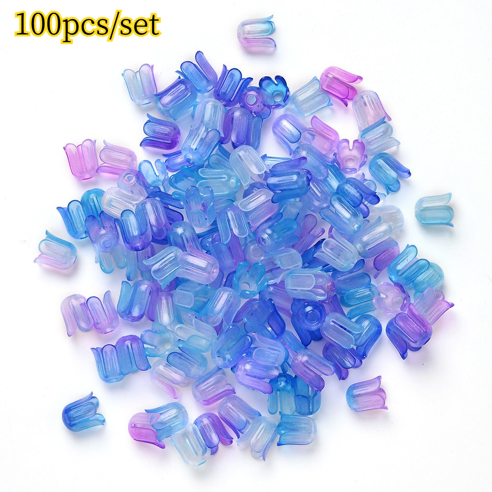 2026 New Arrival 10×11mm Gradient Flower Acrylic Bead Caps