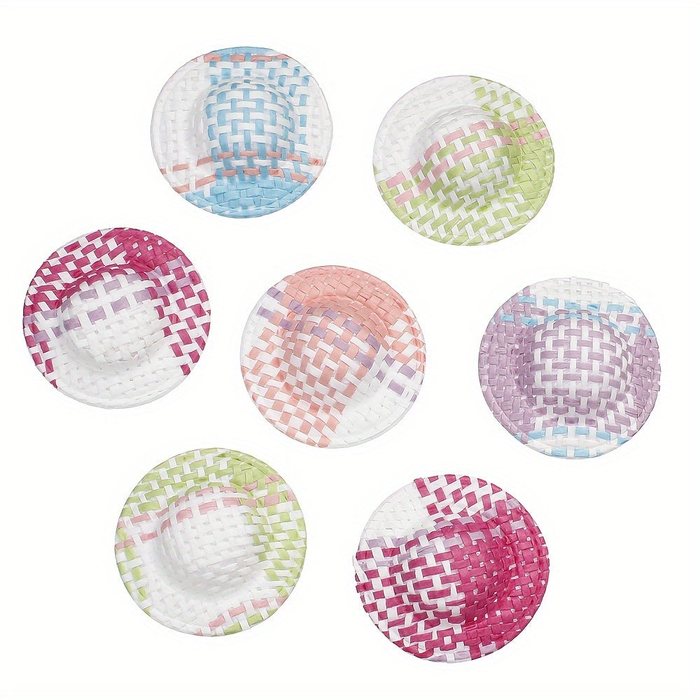 10PCS Multicolor Mini Straw Hat Set
