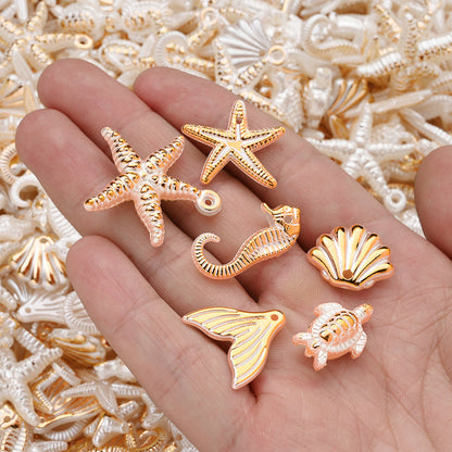White Golden Acrylic Ocean Charms