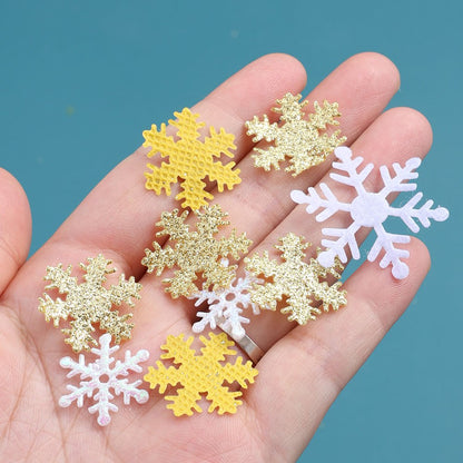 Gold & White Snowflake Polyester Decorations