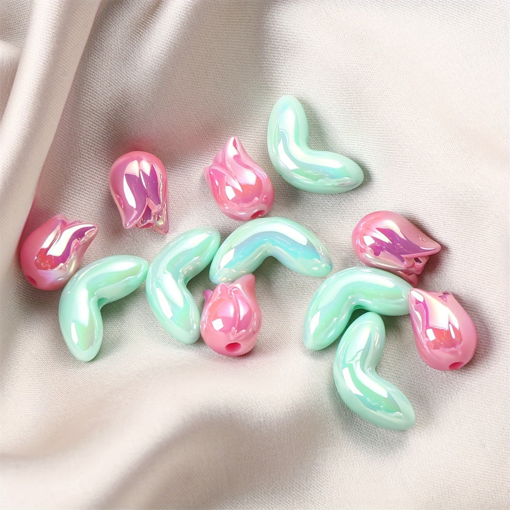 20PCS Pink Tulip Acrylic Bead Set