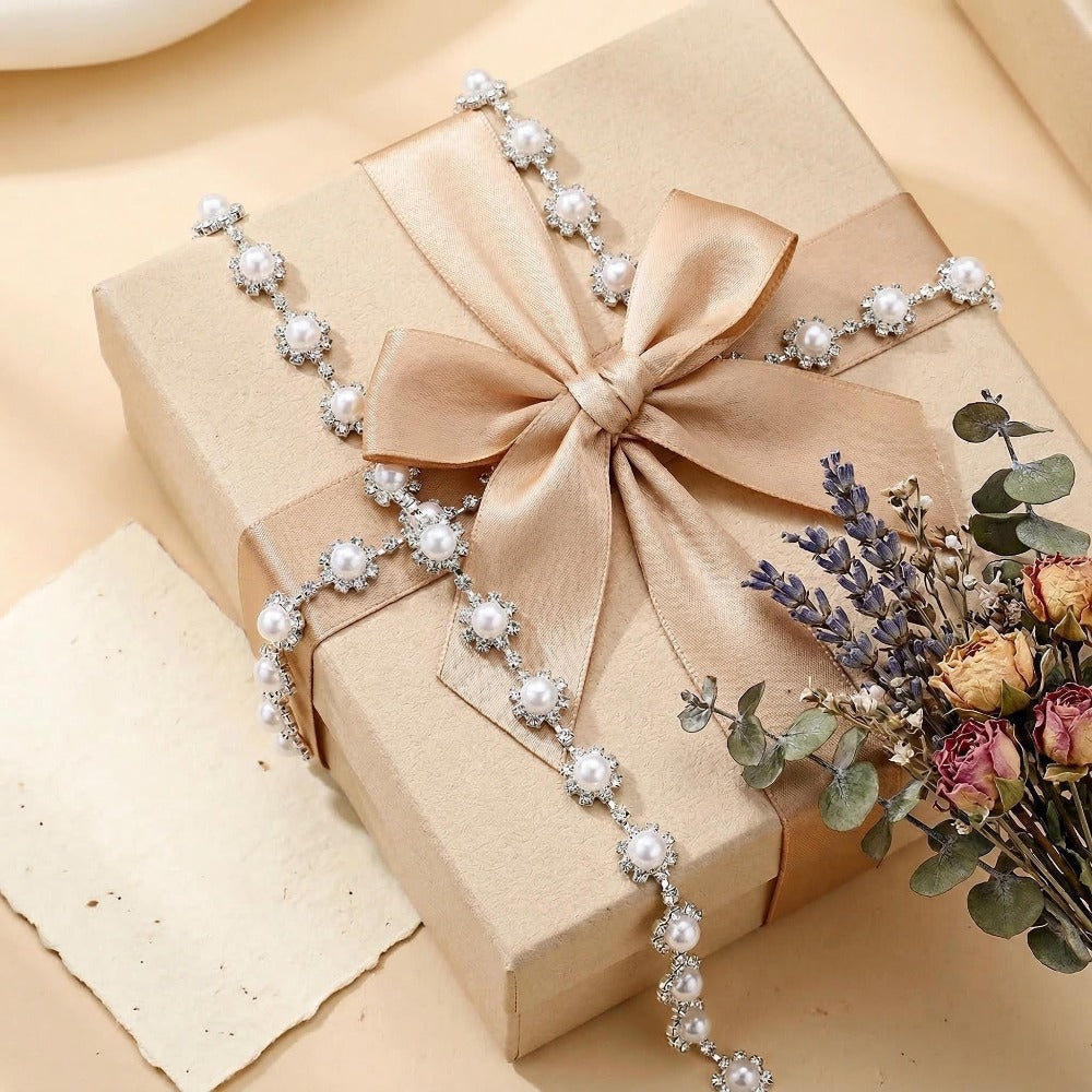 17.7 Inch Imitation Pearl & Rhinestone Bead Chain
