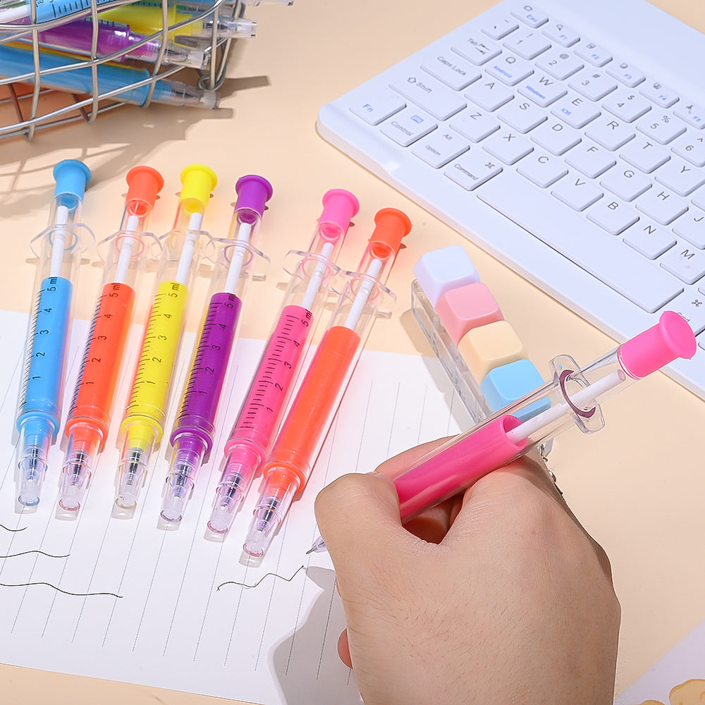 9-Piece Random Color Syringe Ballpoint Pen Set