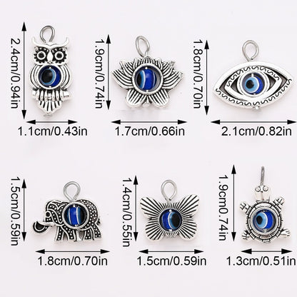 50PCS Vintage Evil Eye Alloy Pendant Set