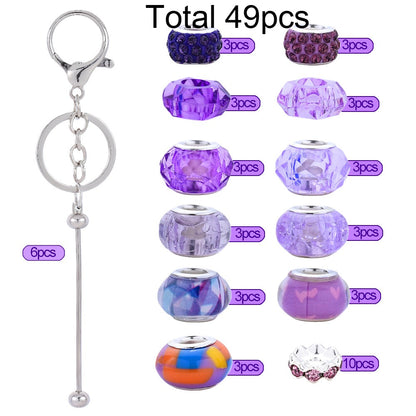 Silver Beaded Keychain Making Kit