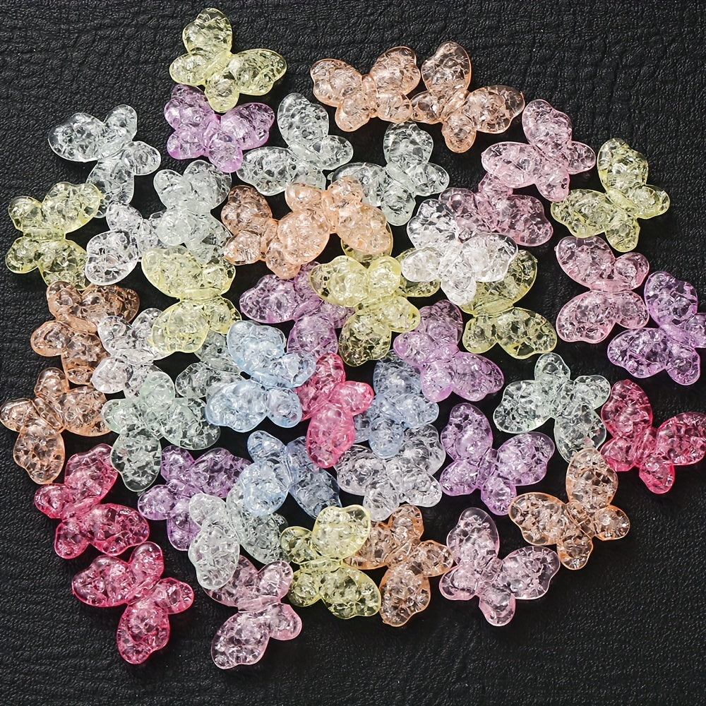 20PCS 18×21mm Colorful Transparent Butterfly Acrylic Beads