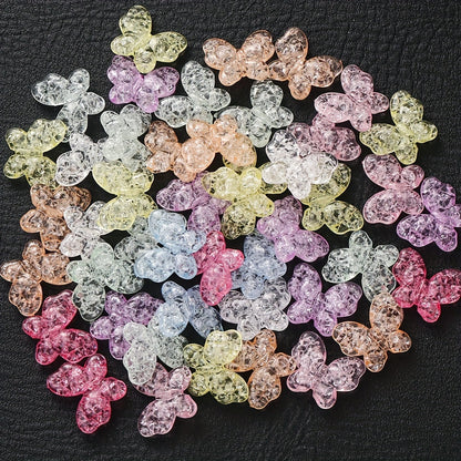 20PCS 18×21mm Colorful Transparent Butterfly Acrylic Beads
