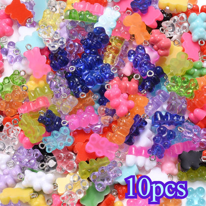 10-Piece 10x20 mm Vibrant Resin Bear Charms