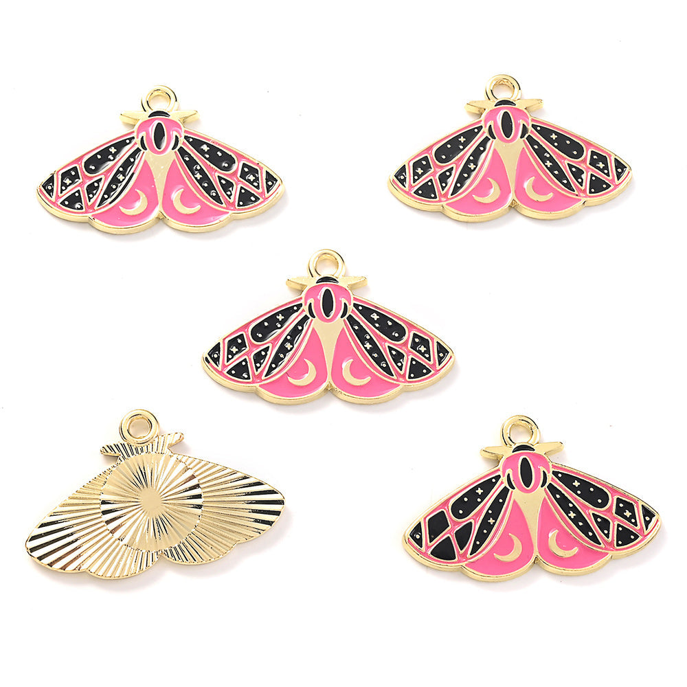 Colorful Alloy Moth and Butterfly Pendant Charms