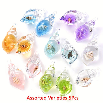 Luminous Transparent Conch Resin Pendants