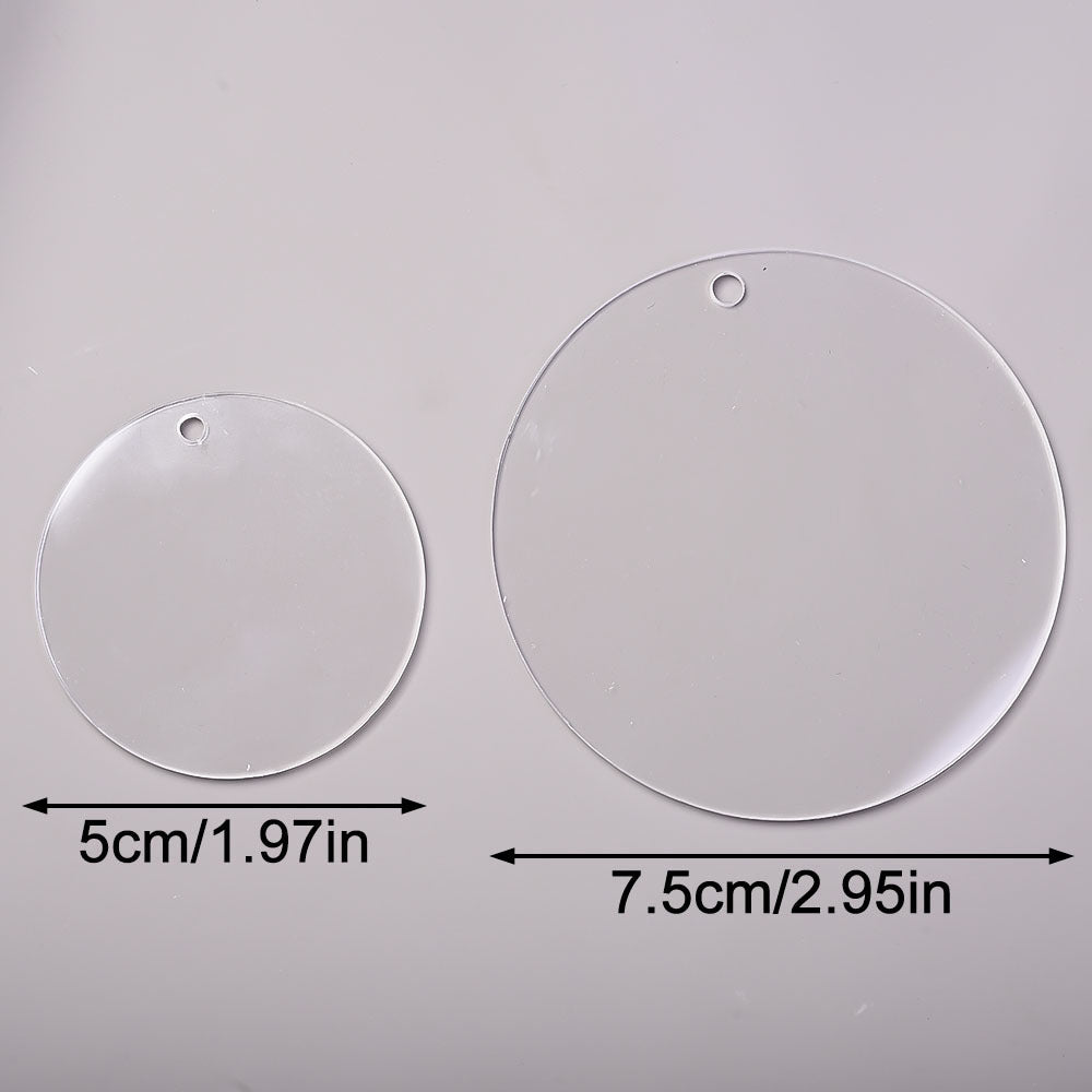 Blank Round Transparent Acrylic Christmas Ornament Keychain Charms