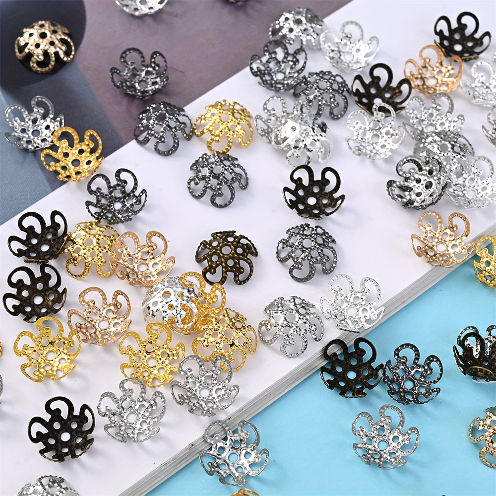 100PCS 9mm Flower Circle Metal-Plated Bead Cap Set