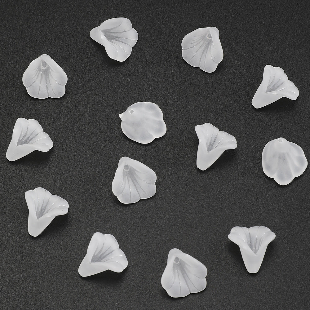 White Acrylic Horn Flower Beads