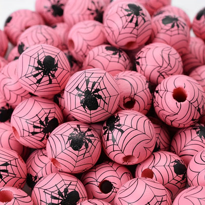 Halloween Spider Web Wooden Spacer Beads