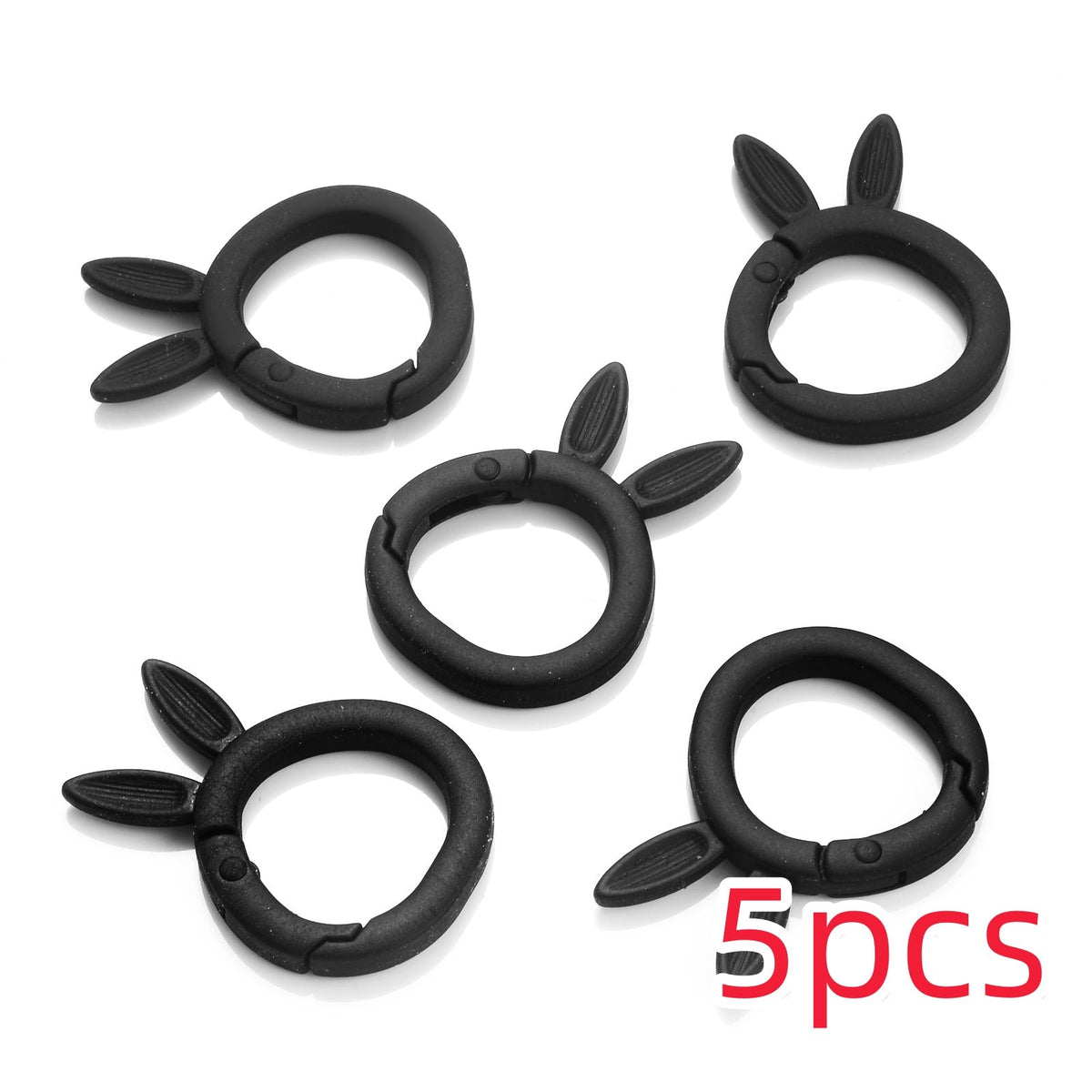 5-Piece 37x27 mm Rabbit Ear Shape Metal Keychain Hooks
