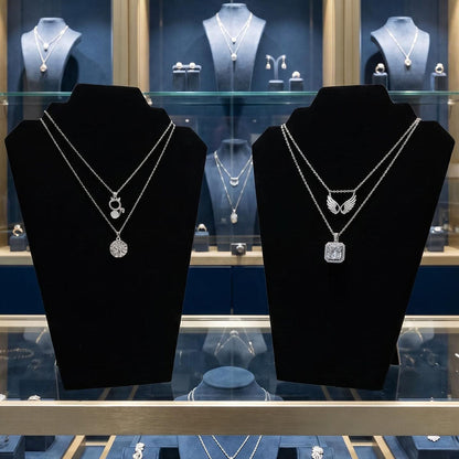 1-Piece Black Velvet Double-Layer Necklace Display Stand