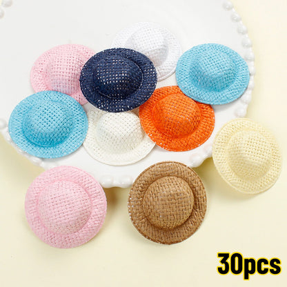 30-Piece Miniature Bohemian Straw Doll Hats