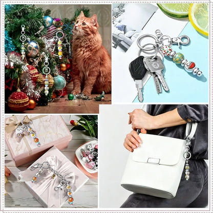 Silver Beaded Keychain Making Kit