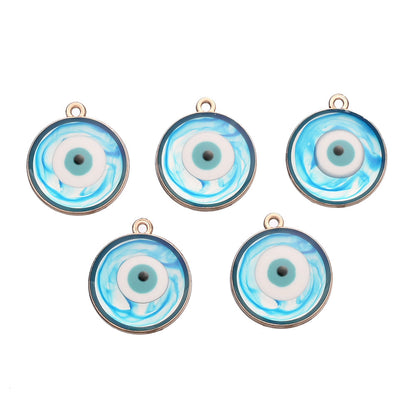 Colorful Alloy Evil Eye Flat Round Charms