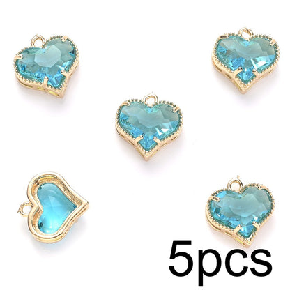 Faceted Heart Rhinestone Pendants