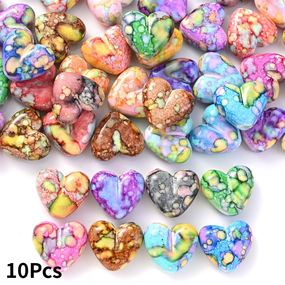 Mixed Color Heart Acrylic Beads