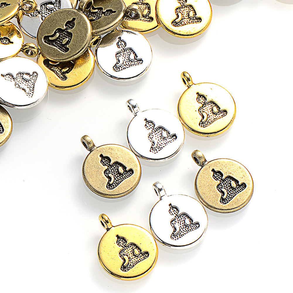 Round Buddha Alloy Pendants