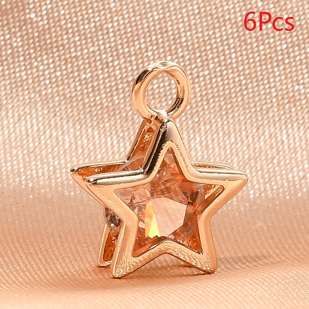 Rhinestone Star Copper Charms