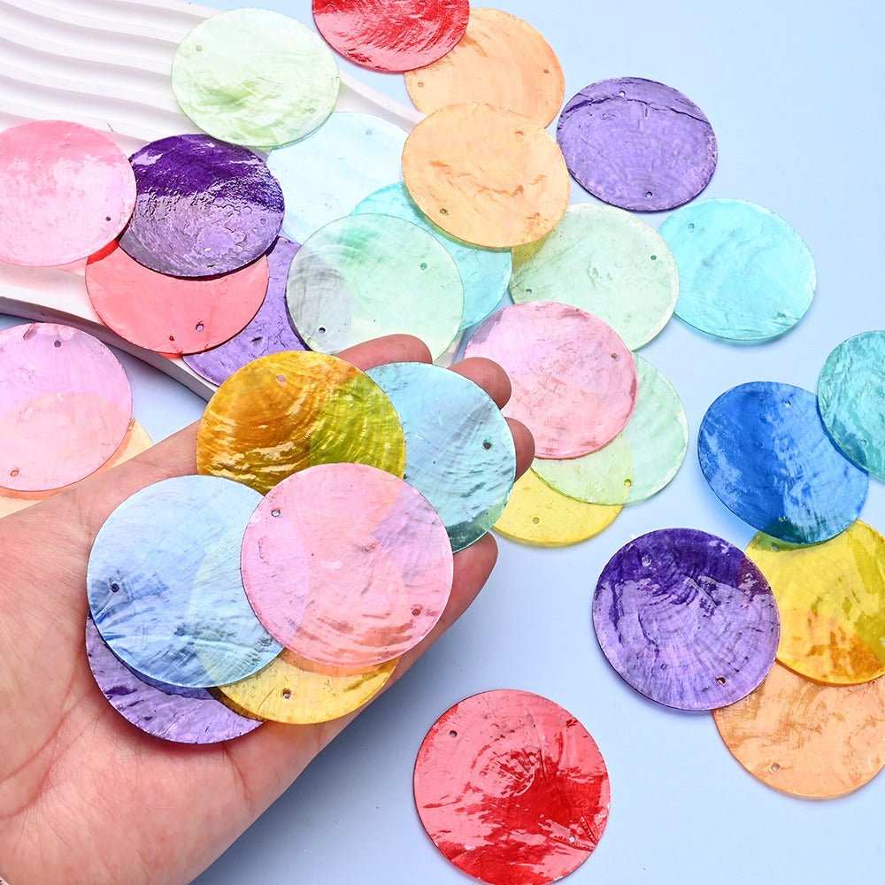 10-Piece Round Ocean Stone Pendants