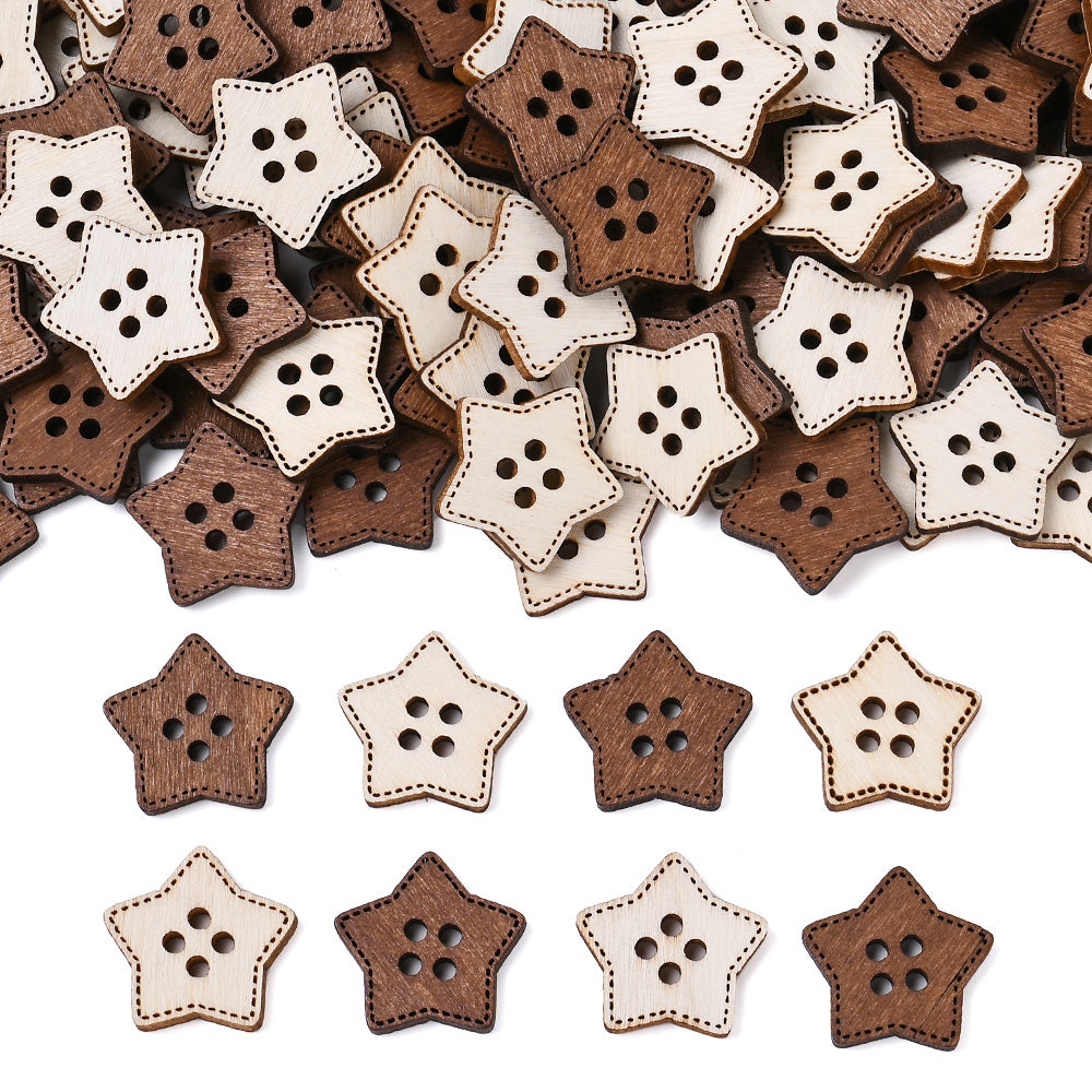 Mixed Wooden Button Decorative Beads