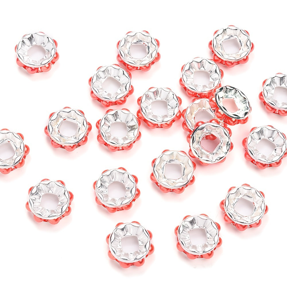 20PCS 12mm Round Acrylic & Rhinestone Spacer Bead Set
