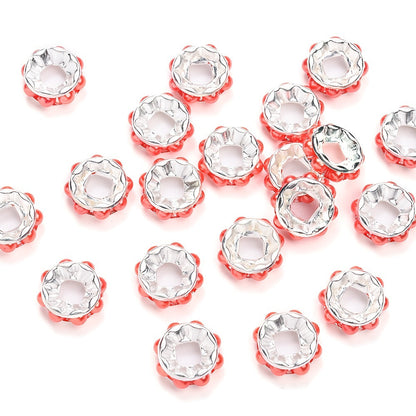20PCS 12mm Round Acrylic & Rhinestone Spacer Bead Set